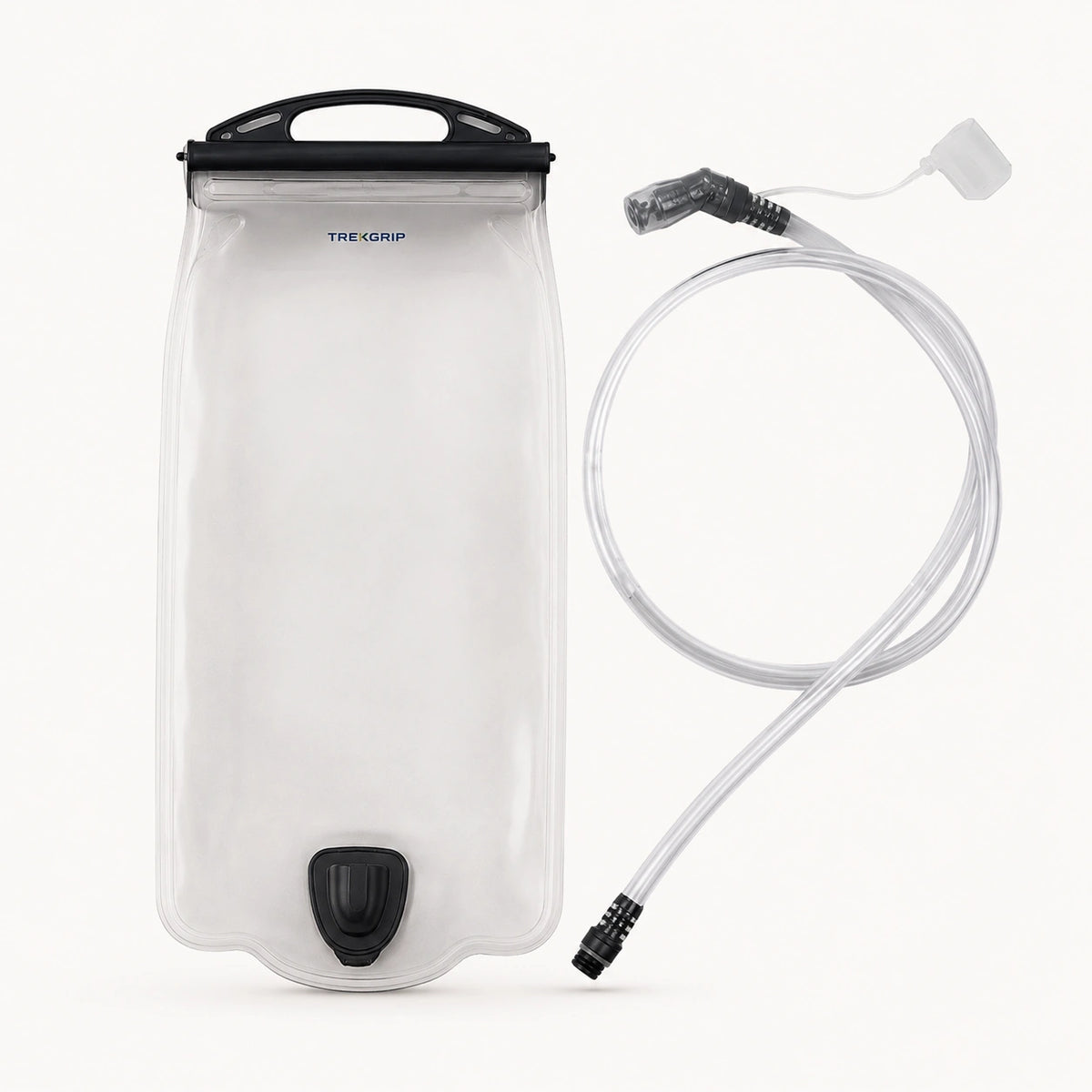 Poche à eau souple TrekGrip 3 L avec tuyau et embout mordant, vue de face sur fond blanc