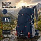 Sac à dos TrekGrip 40 L sous la pluie, résistant à l'eau avec bandes réfléchissantes pour la visibilité