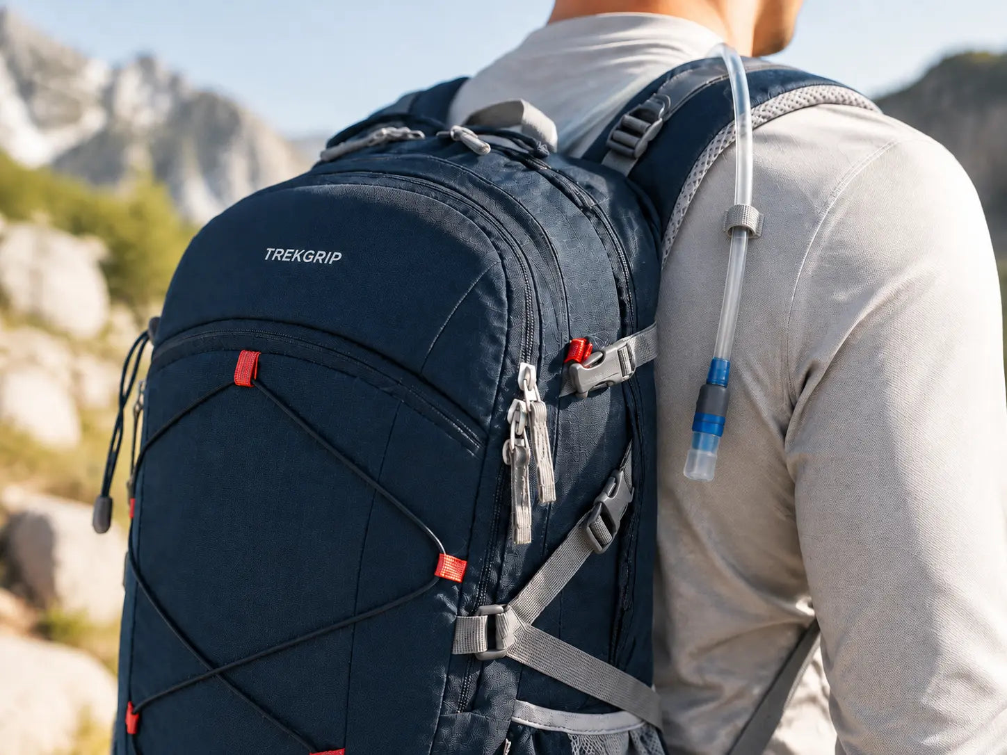 Tuyau d’hydratation fixé sur la bretelle TrekGrip